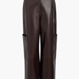 Khaite - Caiton Pant in Dark Brown Leather