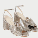 Roeffler Randall - Camellia Champagne Pleated Bow Heel