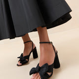 Roeffler Randall - Camellia Black Pleated Bow Heel