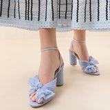 Roeffler Randall - Camellia Blue Pleated Bow Heel