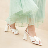 Roeffler Randall - Camellia White Lace Bow Heel