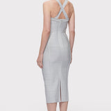 Herve Leger - S/L CROSS BACK BANDAGE MIDI DRESS