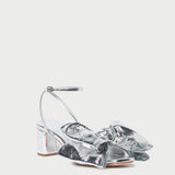 Roeffler Randall - Carmen Silver Leather Bow Sandal