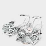 Roeffler Randall - Carmen Silver Leather Bow Sandal