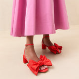 Roeffler Randall - Carmen Red Moiré Bow Sandal