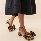 Roeffler Randall - Carmen Leopard Velvet Bow Sandal