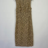 Prada Metallic Gold Sleeveless Floral Crochet Midi Dress Size IT 38 (UK 6)