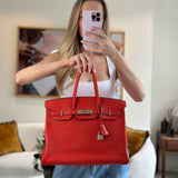 Hermès Birkin 35cm in Geranium Togo Leather with Palladium Hardware