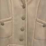 Chanel Cream Wool Jacket with Textured CC Button Details Size FR 38 (UK 10)