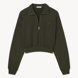 ETERNE - Cropped Half-Zip Sweatshirt Moss