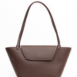 Elleme - Courrier Tote Pebbled Leather Dark Brown/White Stitching