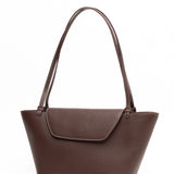 Elleme - Courrier Tote Pebbled Leather Dark Brown/White Stitching