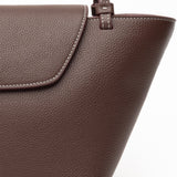 Elleme - Courrier Tote Pebbled Leather Dark Brown/White Stitching