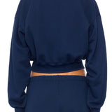 ETERNE - Cropped Half-Zip Sweatshirt Navy