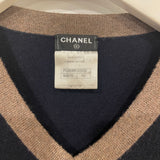 Chanel Navy Cashmere Jumper with Metallic Brown Details and CC Logo Buttons Size FR 40 (UK 12)