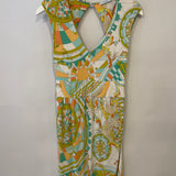 Emilio Pucci Blue, Orange and Green Midi Dress with Back Detail Size IT 38 (UK 6)