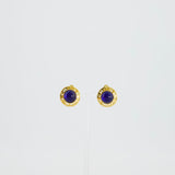 Chanel Vintage Yellow Gold with Blue Pearl Round Clip-On Earrings with CC Logo