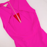 Antonio Berardi Hot Pink Sleeveless Midi Dress with Abstract Neck Detail Size IT 42 (UK 10)