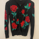 Dolce & Gabbana Black and Red Floral Cashmere Cardigan Size IT 40 (UK 8)