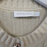 Jonathan Simkhai Cream Wool Cardigan with Gold Button Details Size M (UK 10)