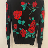 Dolce & Gabbana Black and Red Floral Cashmere Cardigan Size IT 40 (UK 8)