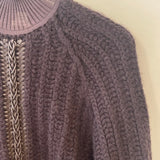 Hermès Brown Cashmere Knit Jumper with Lambskin Leather Braided Details Size FR 34 (UK 6)