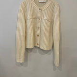 Jonathan Simkhai Cream Wool Cardigan with Gold Button Details Size M (UK 10)