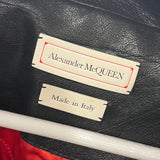 Alexander McQueen Black Cropped Leather Jacket with Belt Detail Size IT 44 (UK 12)