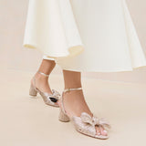 Loeffler Randall - Dahlia Champagne Pleated Bow Heel