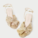 Loeffler Randall - Dahlia Gold Pleated Bow Heel