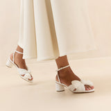 Roeffler Randall - Dahlia White Pleated Bow Heel