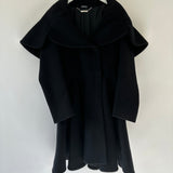 Alexander McQueen Black A-Line Wool Coat with Cape Collar Size IT 40 (UK 8)