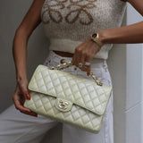 Chanel Lemon Sobert Shimmer Medium Classic Double Flap Bag in Iridescent Calfskin Gold Hardware  RRP £8,530