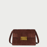 Roeffler Randall - Delphine Espresso Woven Suede Shoulder Bag