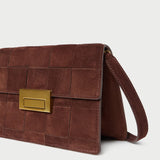 Roeffler Randall - Delphine Espresso Woven Suede Shoulder Bag