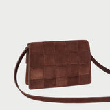 Roeffler Randall - Delphine Espresso Woven Suede Shoulder Bag