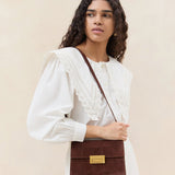 Roeffler Randall - Delphine Espresso Woven Suede Shoulder Bag