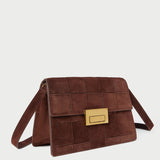 Roeffler Randall - Delphine Espresso Woven Suede Shoulder Bag