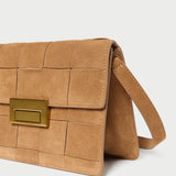 Roeffler Randall - Delphine Toffee Woven Suede Shoulder Bag