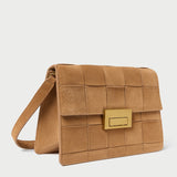 Roeffler Randall - Delphine Toffee Woven Suede Shoulder Bag