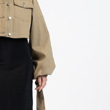 Elleme - Denim Jacket with Maxi Sleeves/Khaki