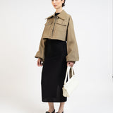 Elleme - Denim Jacket with Maxi Sleeves/Khaki