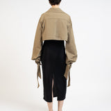 Elleme - Denim Jacket with Maxi Sleeves/Khaki