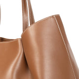 Elleme - Dimple Tote Leather Cognac/White Stitches