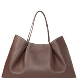 Elleme - Dimple Tote Pebbled Leather Dark Brown/White Stitches