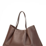 Elleme - Dimple Tote Pebbled Leather Dark Brown/White Stitches