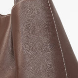 Elleme - Dimple Tote Pebbled Leather Dark Brown/White Stitches