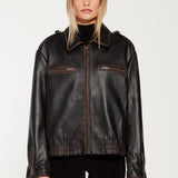 DUCIE - Sadie Vintage Leather Jacket - Brown (W/S) £675