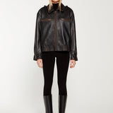 DUCIE - Sadie Vintage Leather Jacket - Brown (W/S) £675