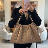 Gucci Beige Quilted Leather Shoulder Bag Dual Tone Hardware and Leather Tassels